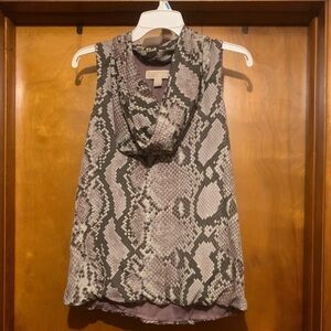 Michael Michael Kors Size M Snakeskin Print Cowl Neck Top